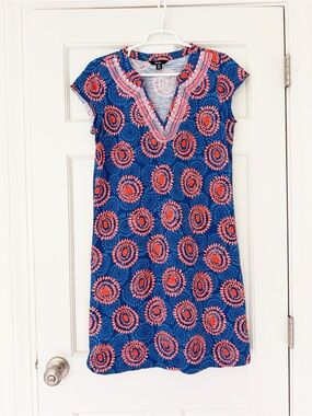 HATLEY dress size M blue orange cotton shortsleeve